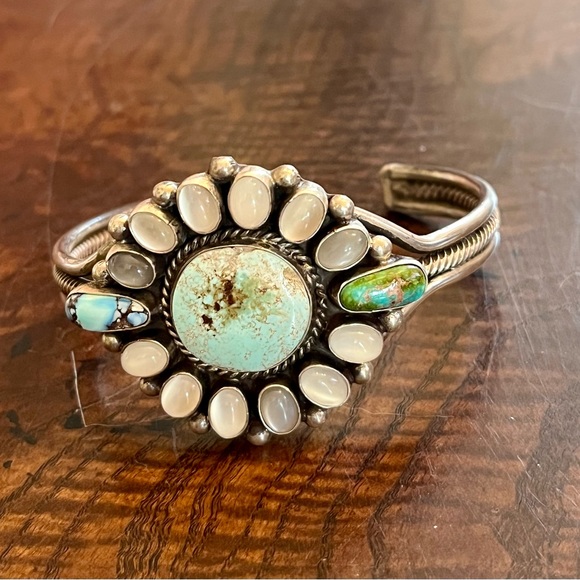 Dry Creek Turquoise and Moonstone Native American Bracelet - Picture 7 of 10